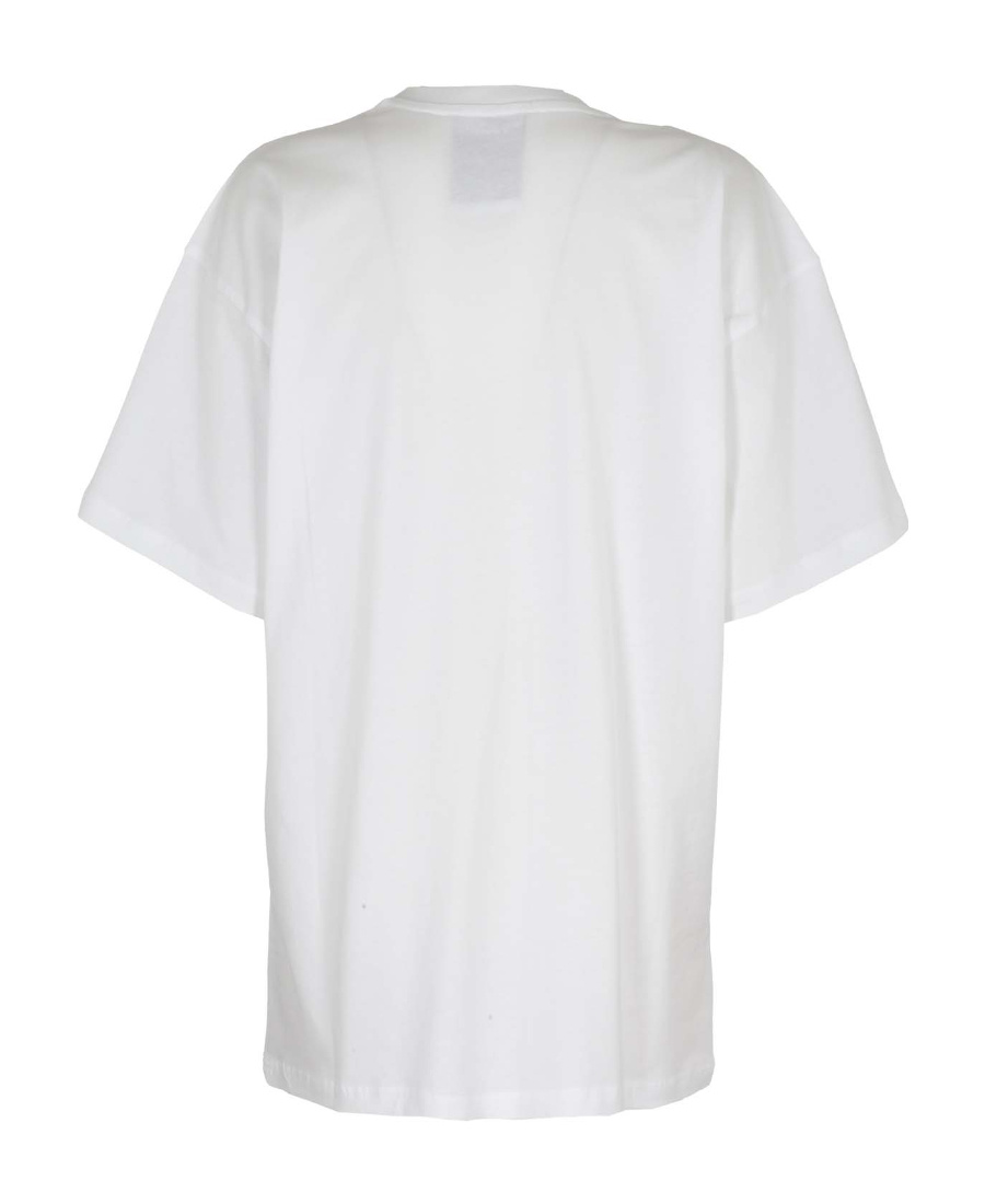 Moschino Flocked-teddy Logo T-shirt In White