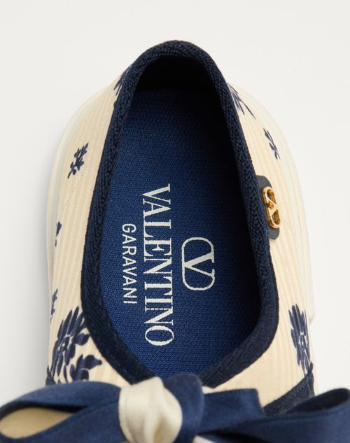 Valentino Bay By Bay Ballerina Rubber-trimmed Printed Silk-jacquard Sneakers In Nude