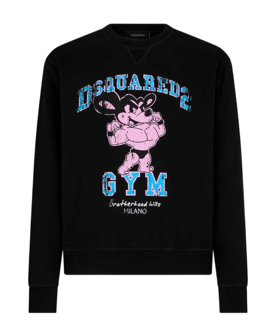 Dsquared2 Graphic-print Cotton Sweatshirt In Black
