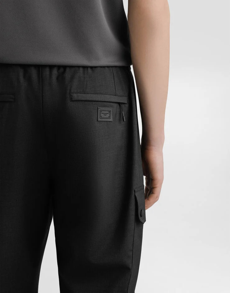 Dolce & Gabbana Wool Canvas Cargo Trousers In Black