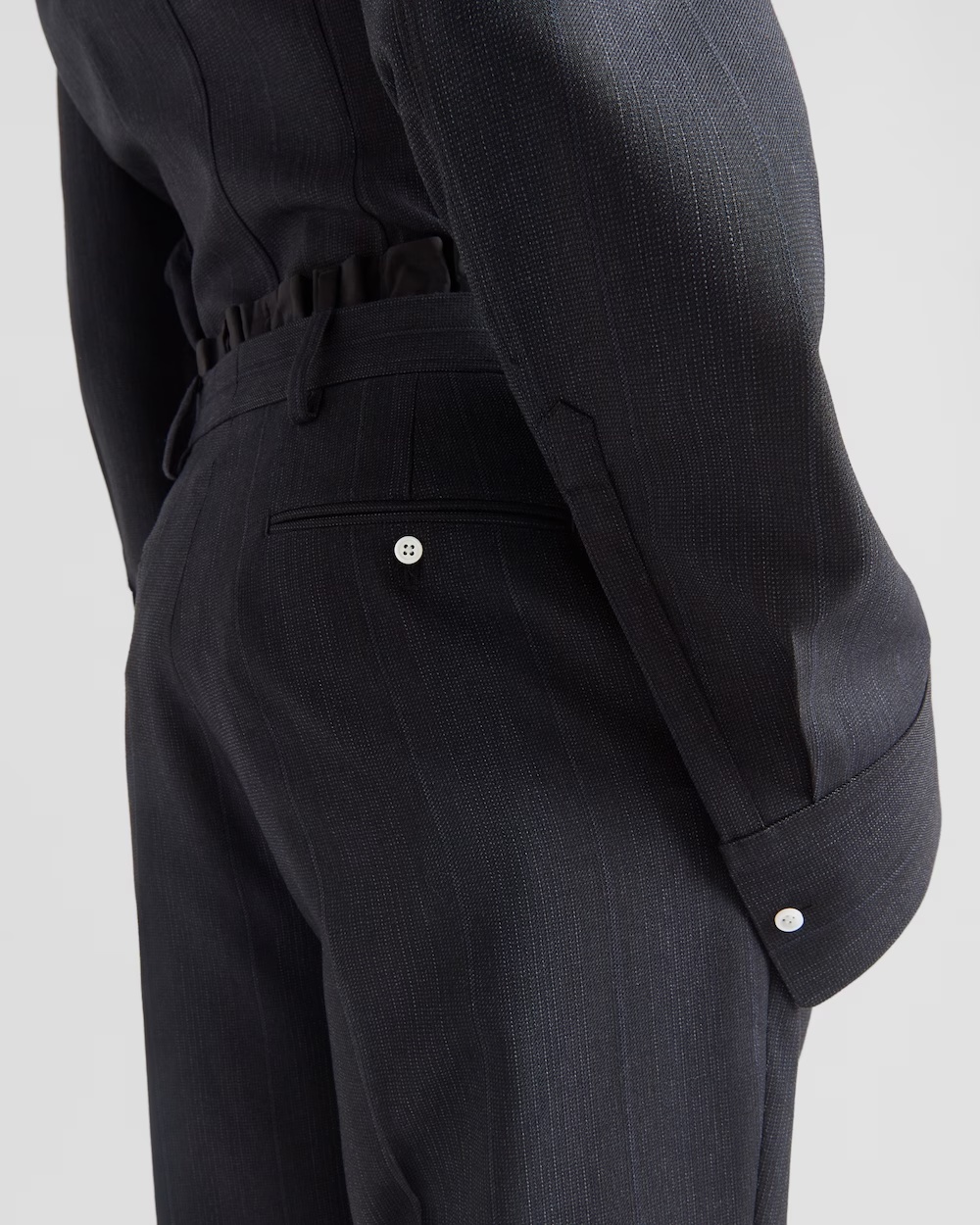 Prada Wool Tailored Trousers In Blue