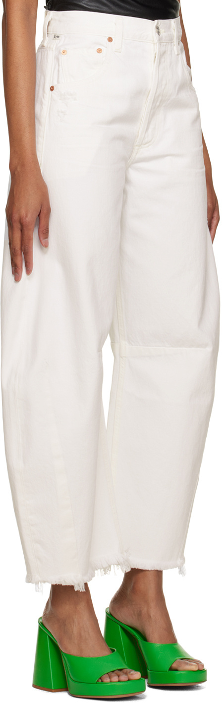 Citizen Of Humanity Loose-fit And Wide-leg Non-stretch Denim Jeans. Distressing Throughout. In White