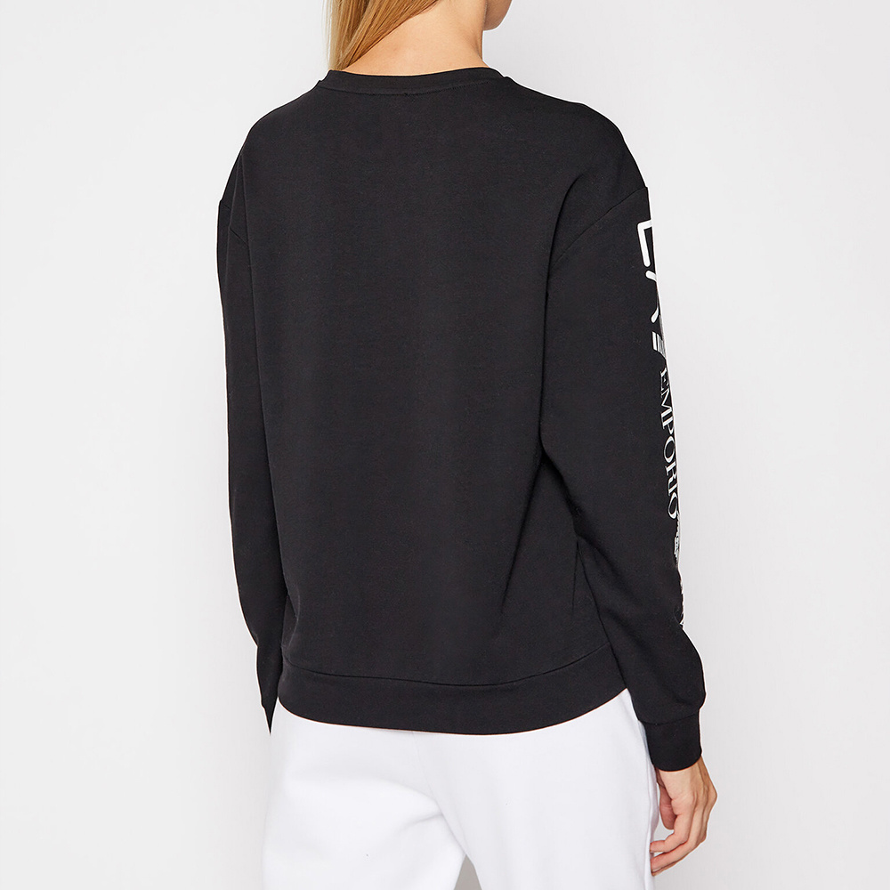 Ea7 Round-necked Logo Sweater In Black