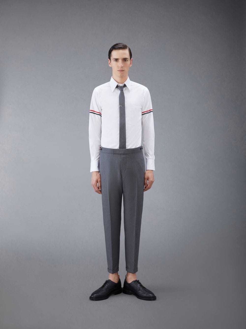 Thom Browne Oxford Button-down Shirt With Rwb Armbands In White