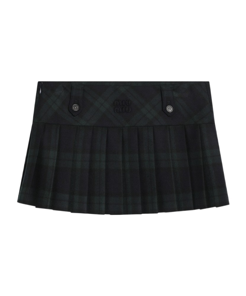 Miu Miu Pleated Mini Skirt In Black