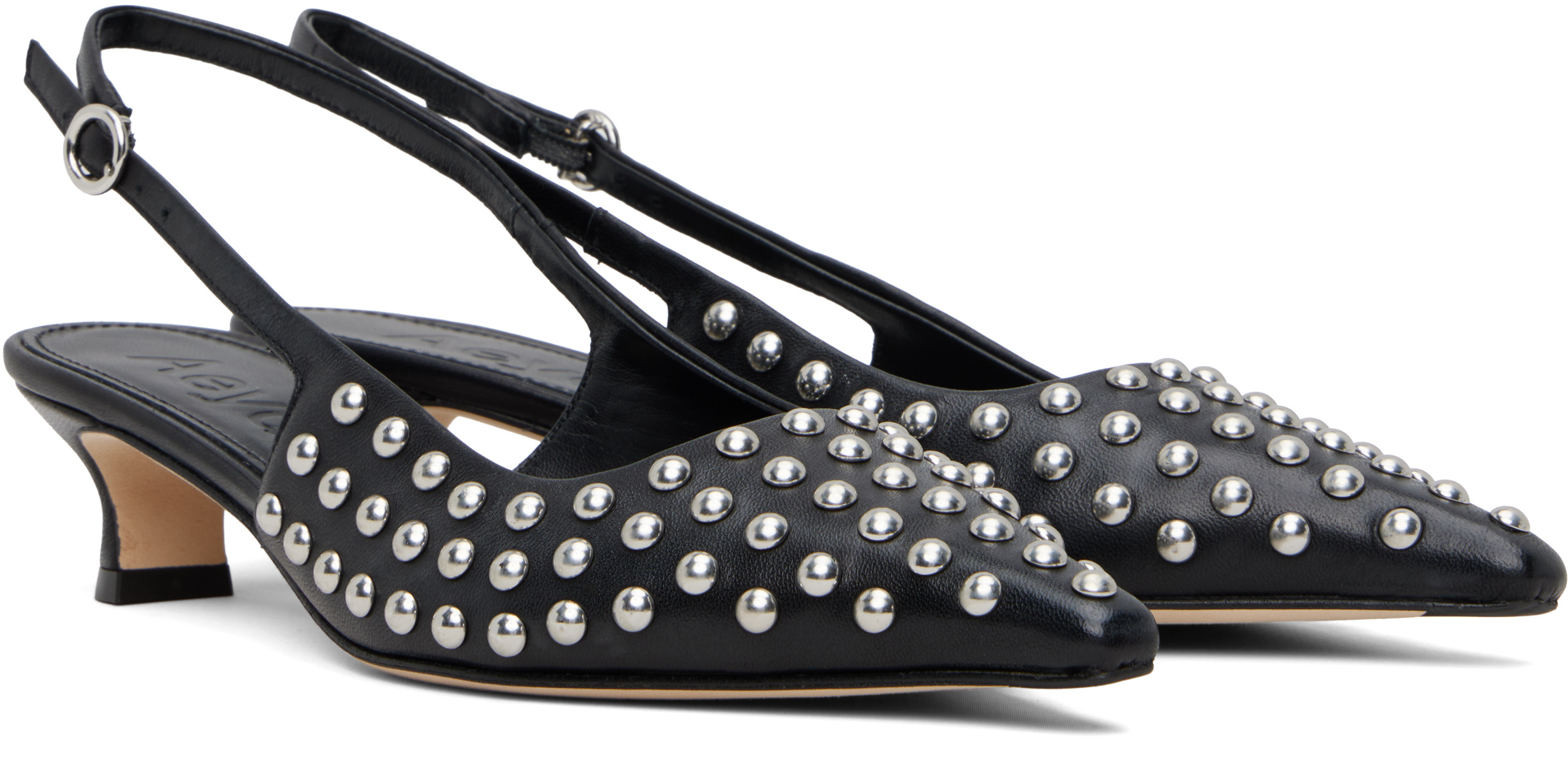 Aeyde Black Catrina Studded Slingback Heels In Black