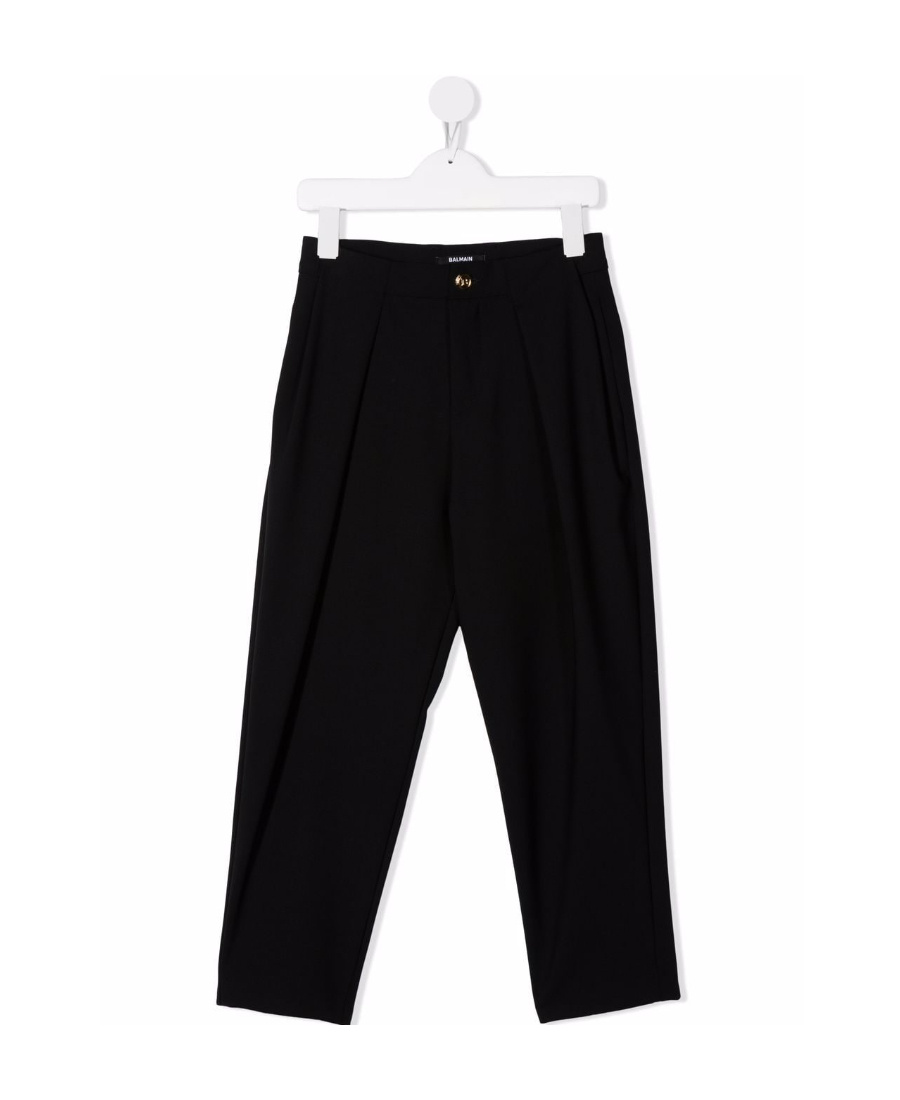 Balmain Logo Patch Tailored Trousers In Black