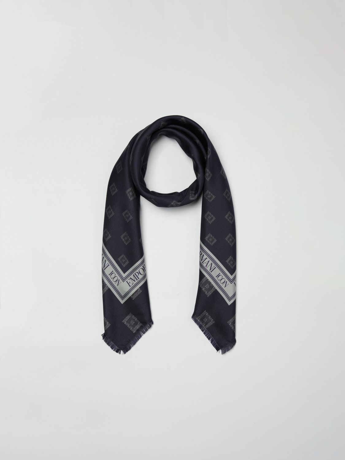 Emporio Armani Patterned Scarf In Blue