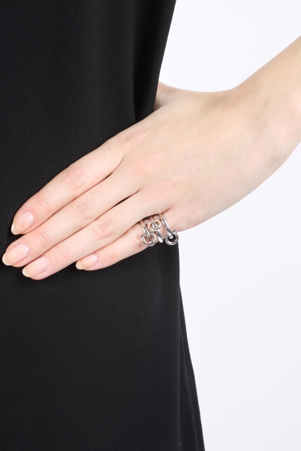 Ferragamo Logo Details Ring In Gray
