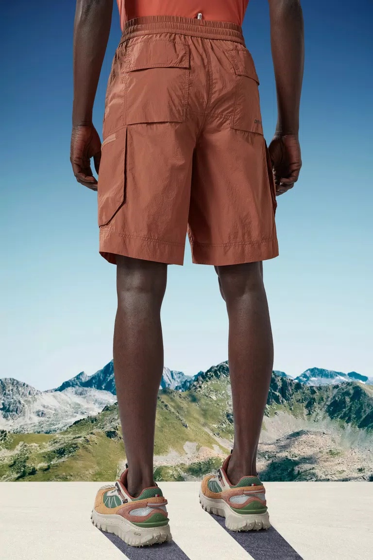 Moncler Logo-patch Shorts In Brown