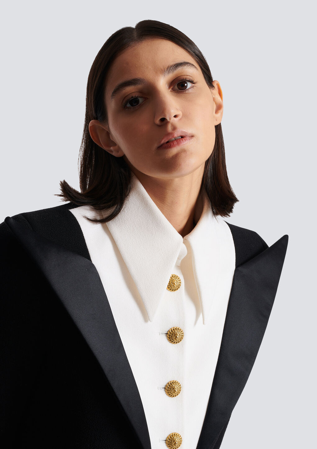 Balmain Spencer Cropped Virgin Wool Jacket In Black