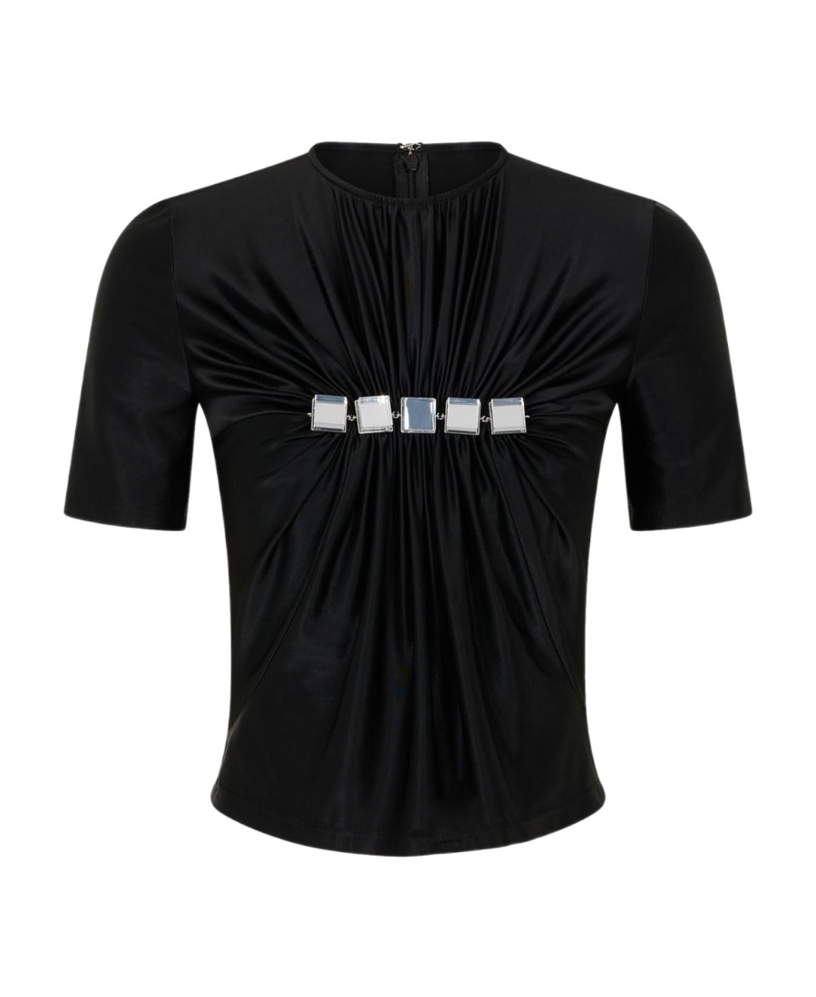 RABANNE GEM-EMBELLISHED DRAPED-EFFECT TOP