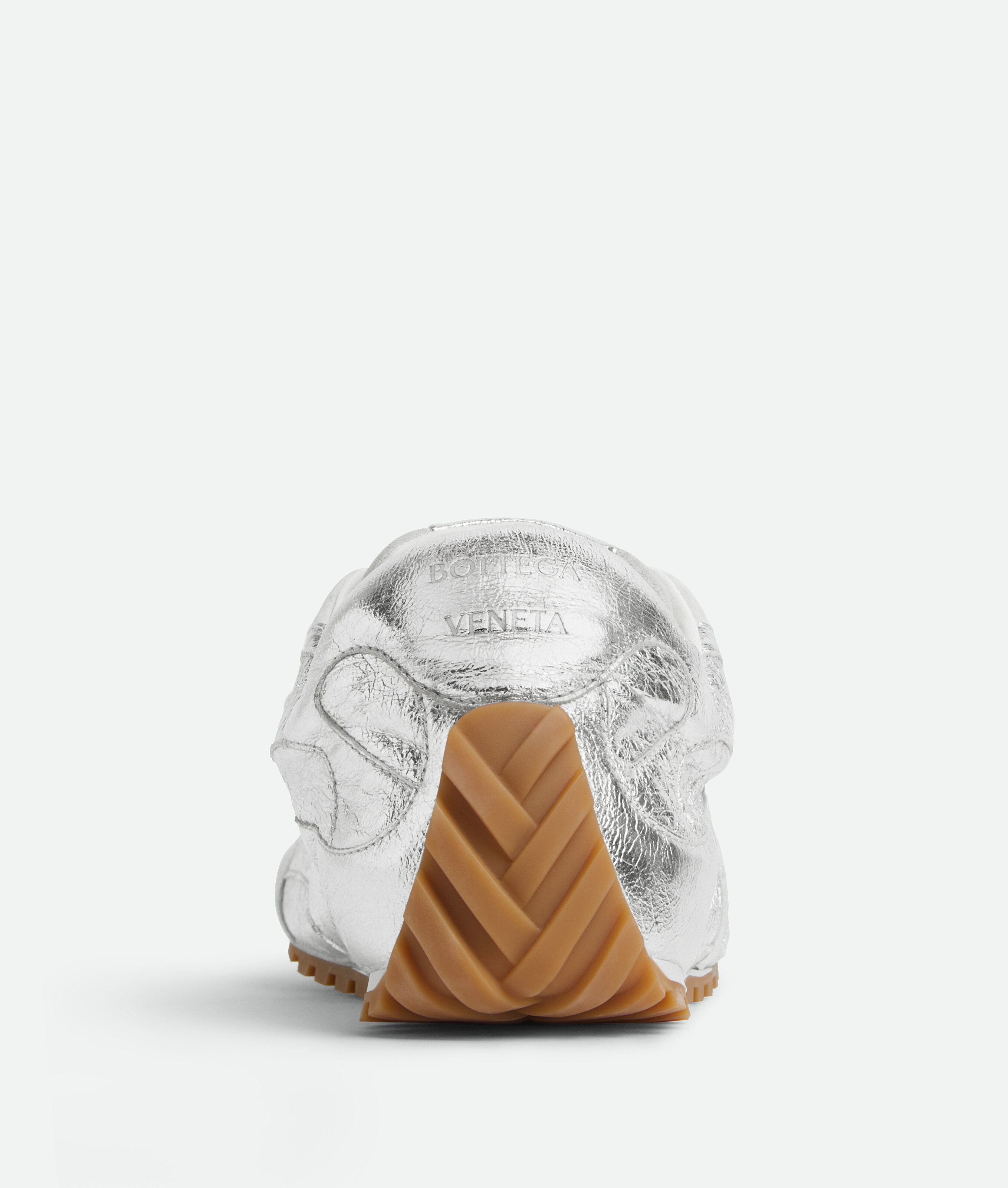 Bottega Veneta Orbit Flash Suede-trimmed Metallic Leather Sneakers In Silver