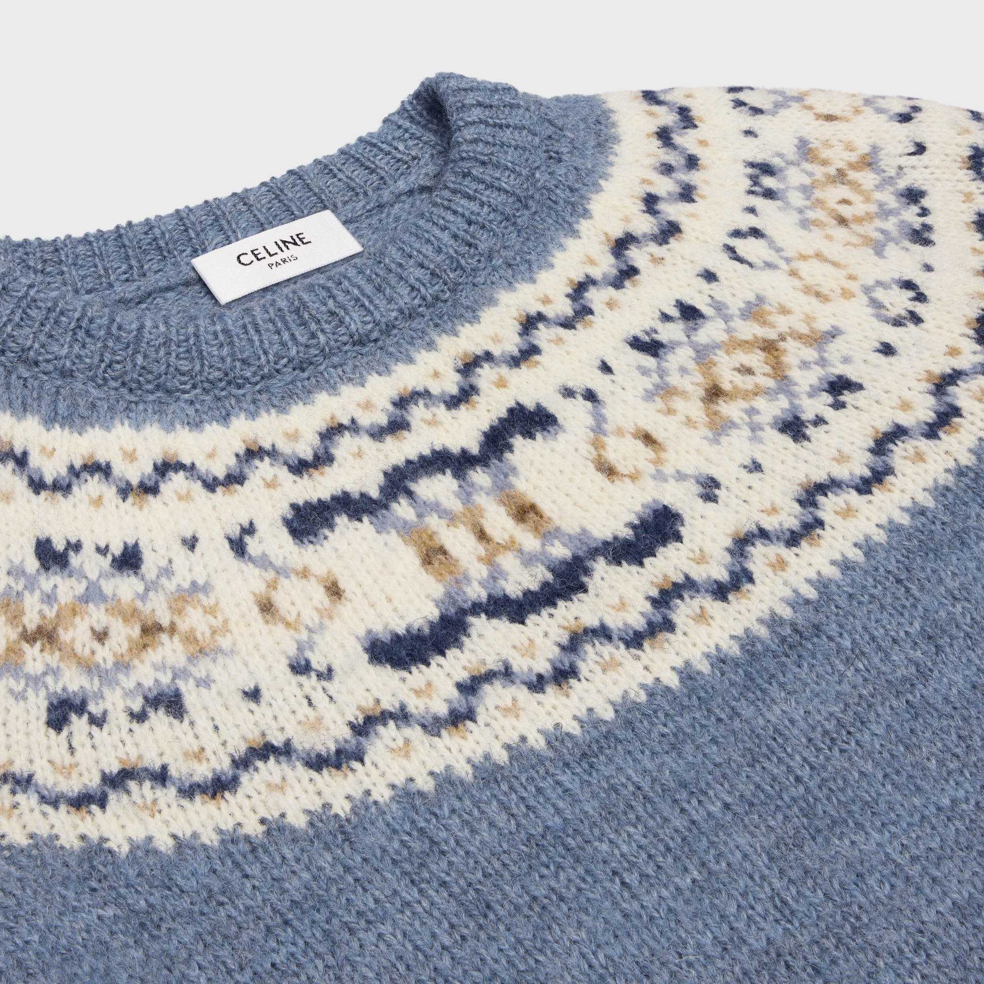 Celine Wool Short-sleeved Sweater In Blue