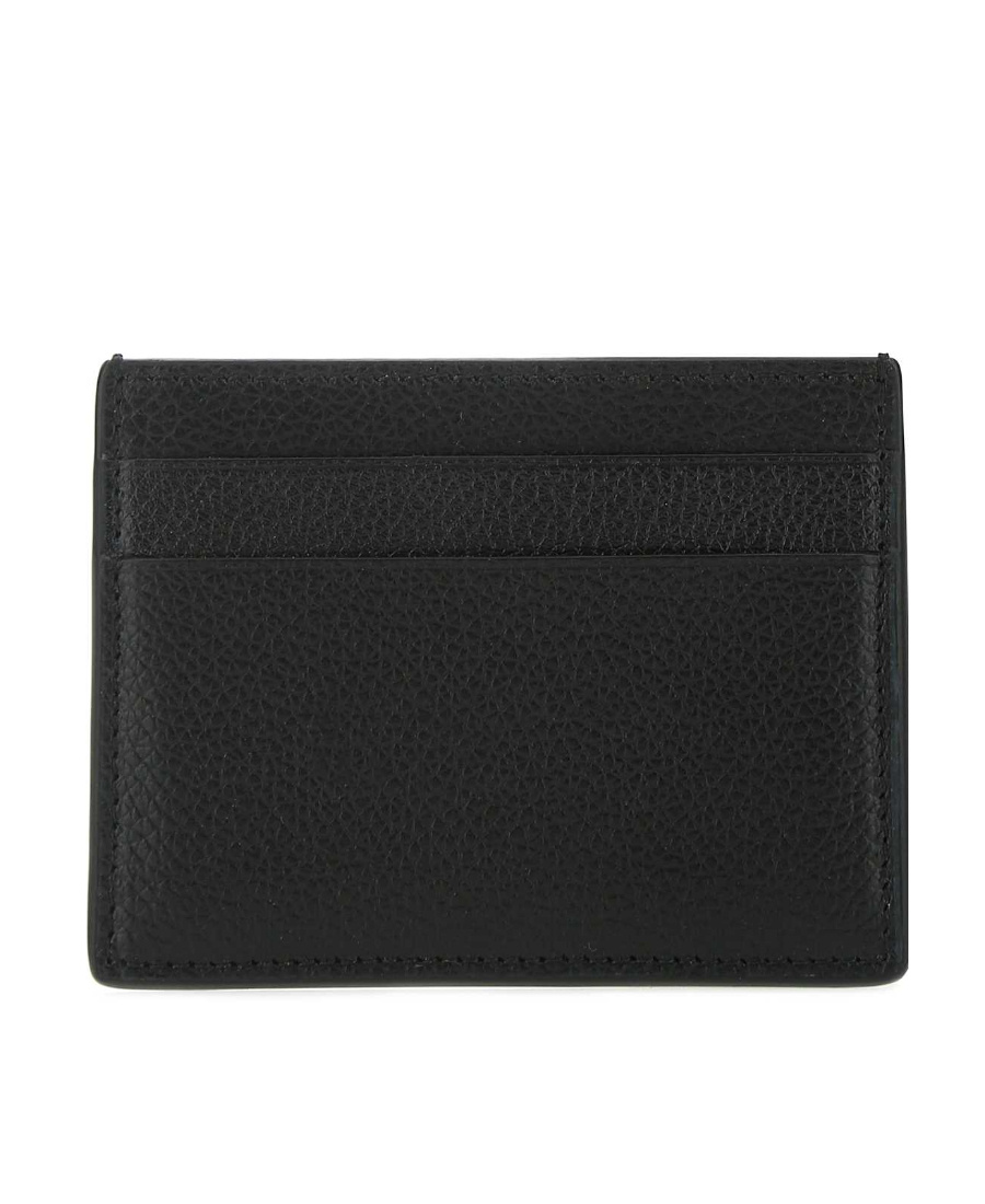 Balenciaga Black Card Holder With Logo Lettering On The Front In Grained Leather Man In Black