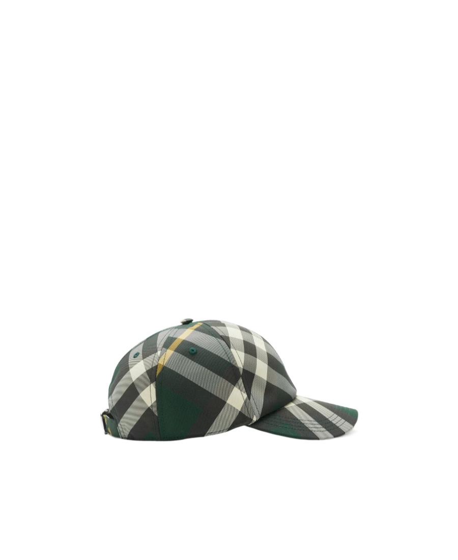 Burberry Check-pattern Cotton Cap In Green