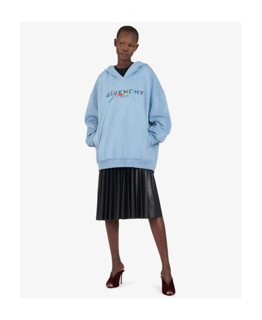 Givenchy Logo Printed Hooded Sweater In Blue