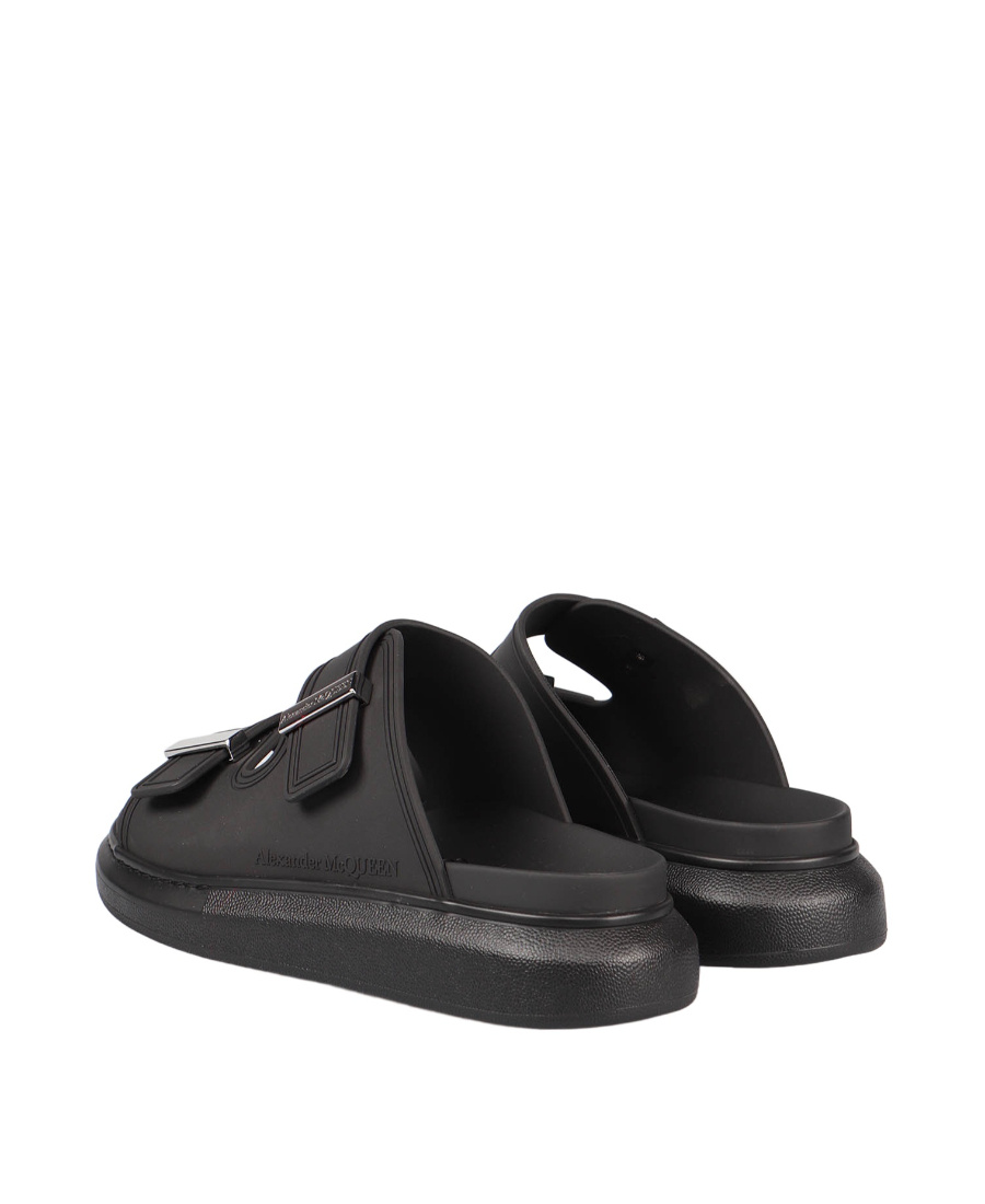 Shop Alexander Mcqueen Oversized Strap-front Sandals In Black