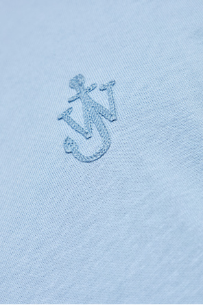 Jw Anderson Anchor Logo Embroidered Cotton T-shirt In Blue