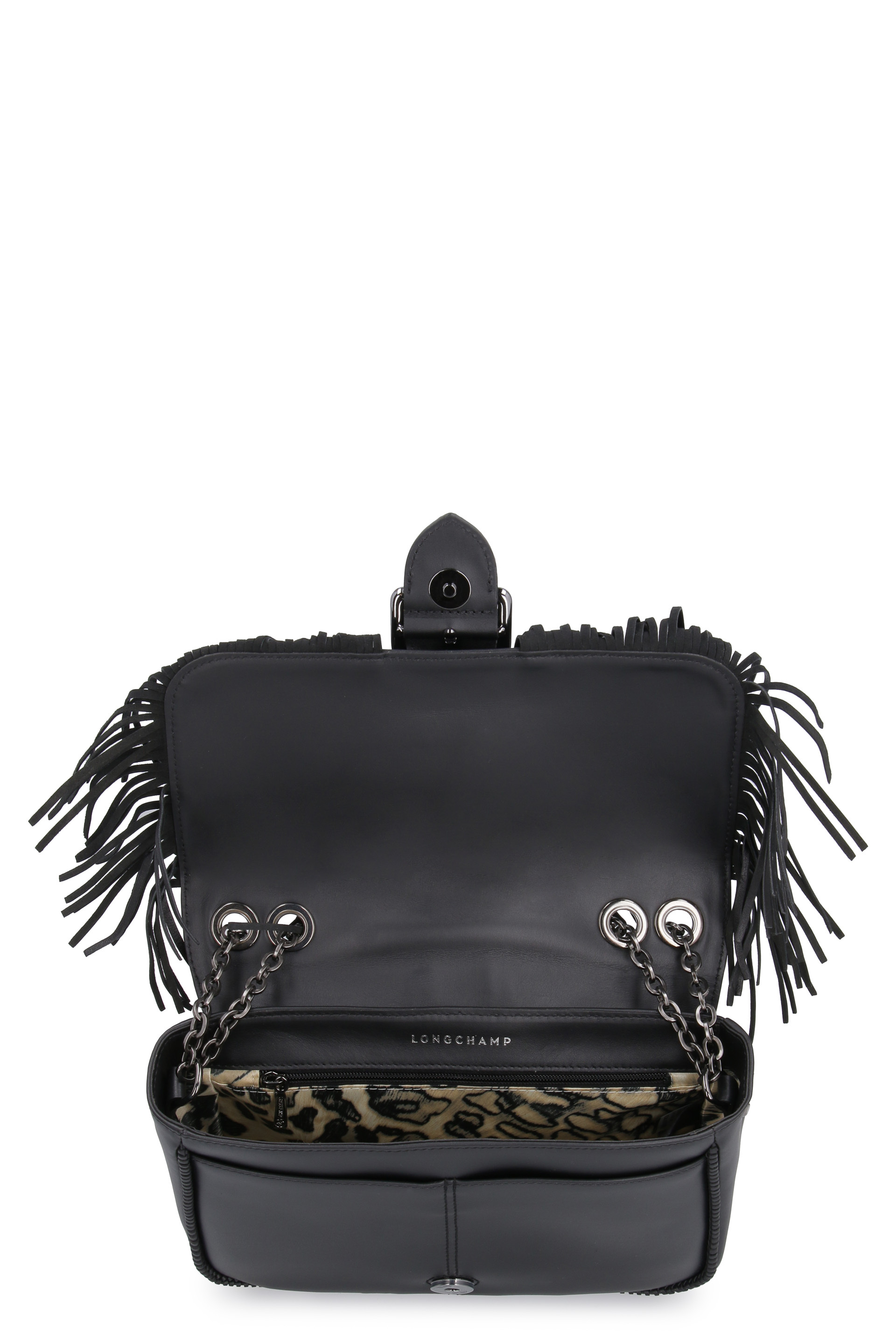 Longchamp Flip Shoulder Bag In Black