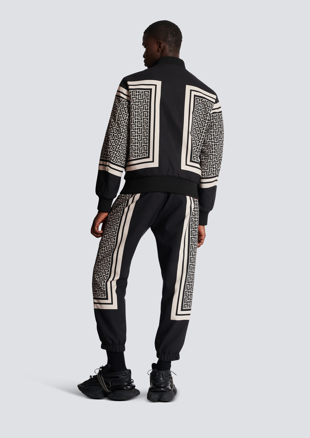 Balmain Monogram-print Reversible Bomber Jacket In Black