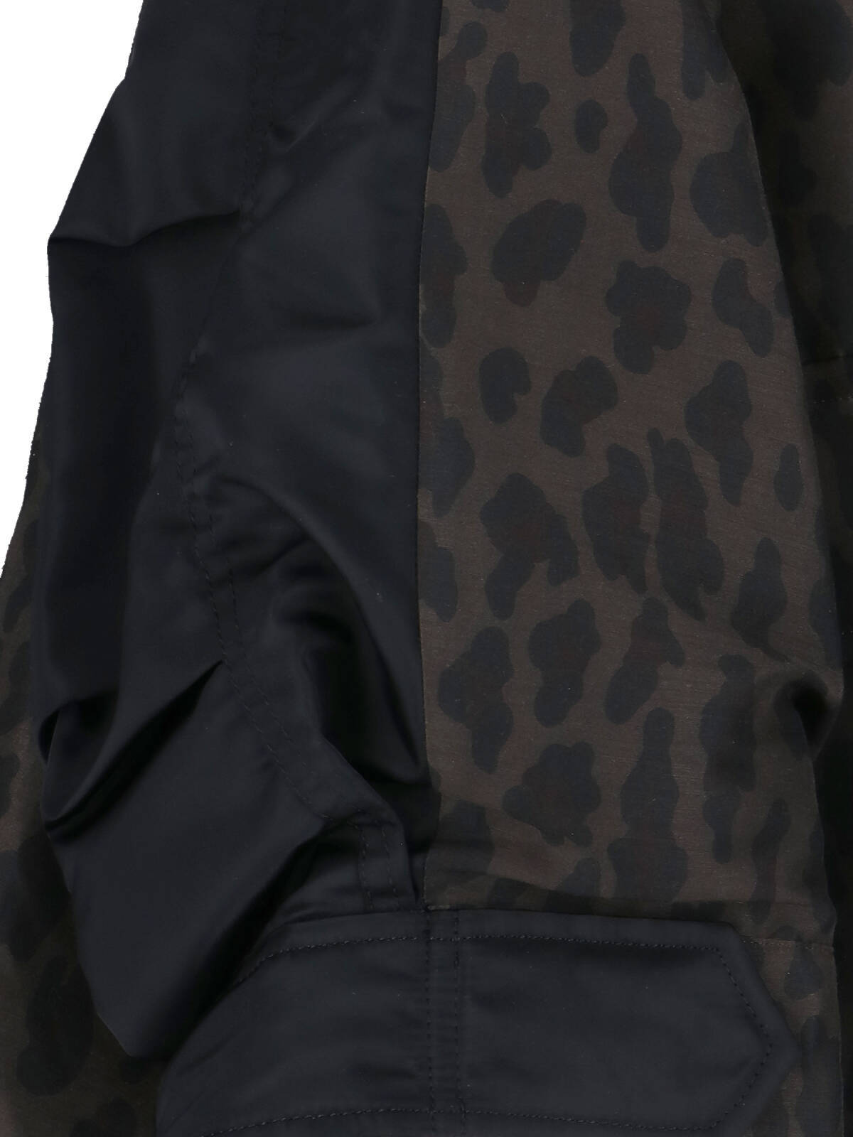 Sacai Leopard Print X Nylon Twill Jacket In Black