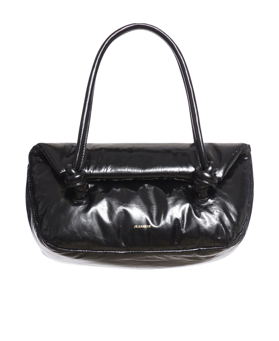 Jil Sander Padded Leather Shoulder Bag In Black