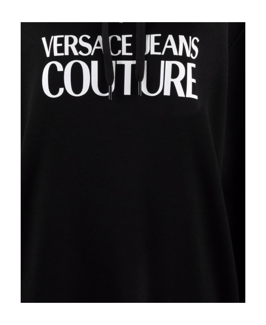 Versace Jeans Studded Logo-print Hoodie Dress In Black