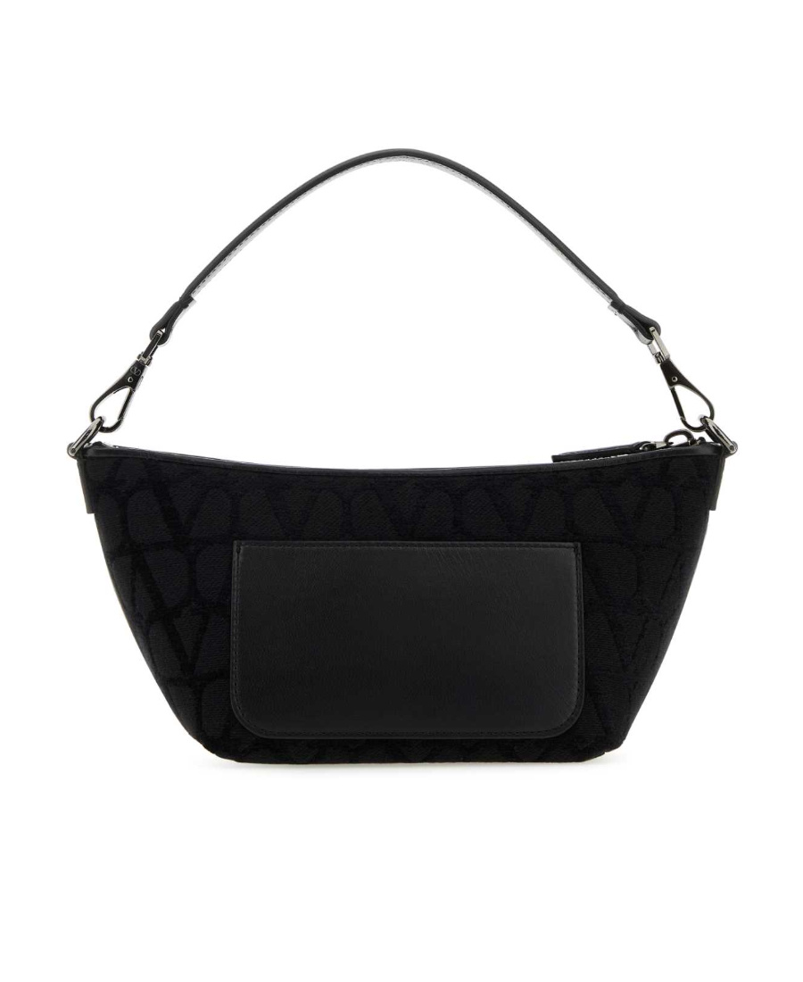 Valentino Garavani Man Toile Iconographe And Leather Handbag In Black