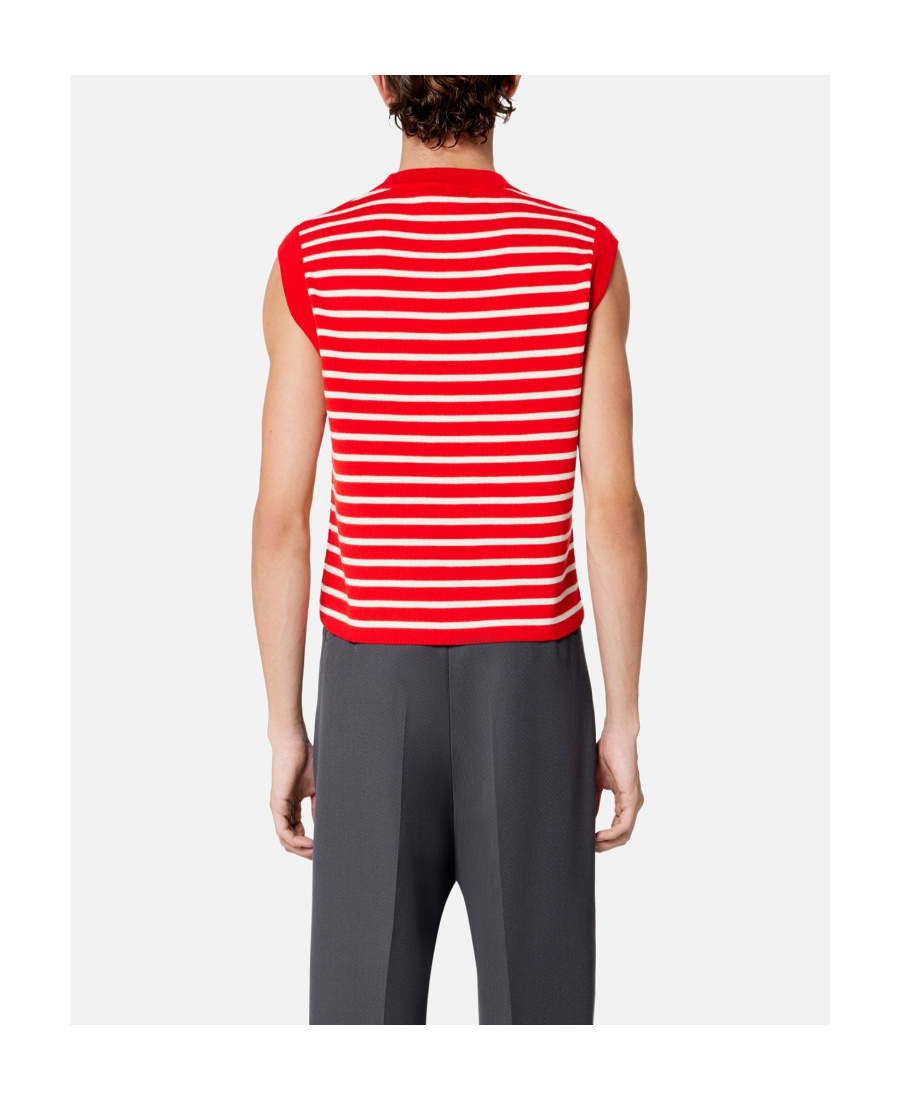 Ami Alexandre Mattiussi Striped Sleeveless Knit Vest In Red