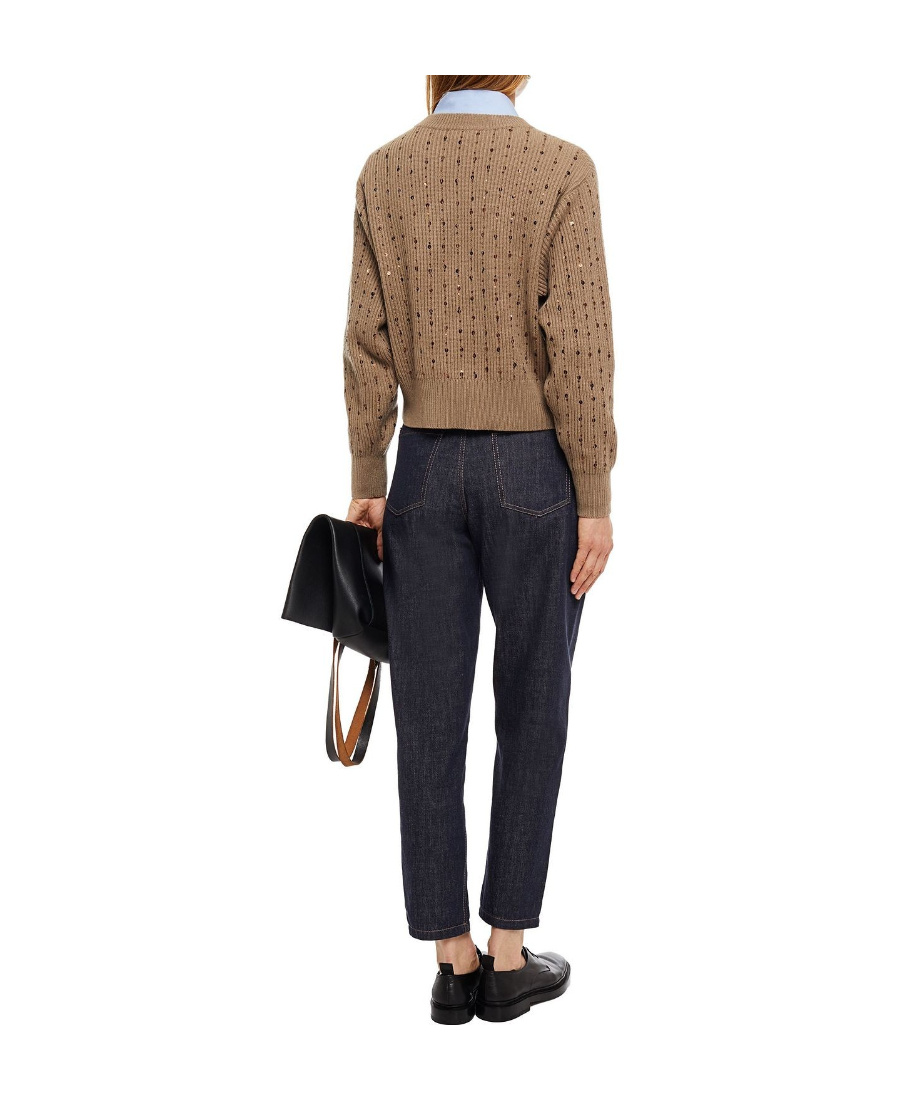 Brunello Cucinelli Long-sleeved Round Neck Sweater In Brown