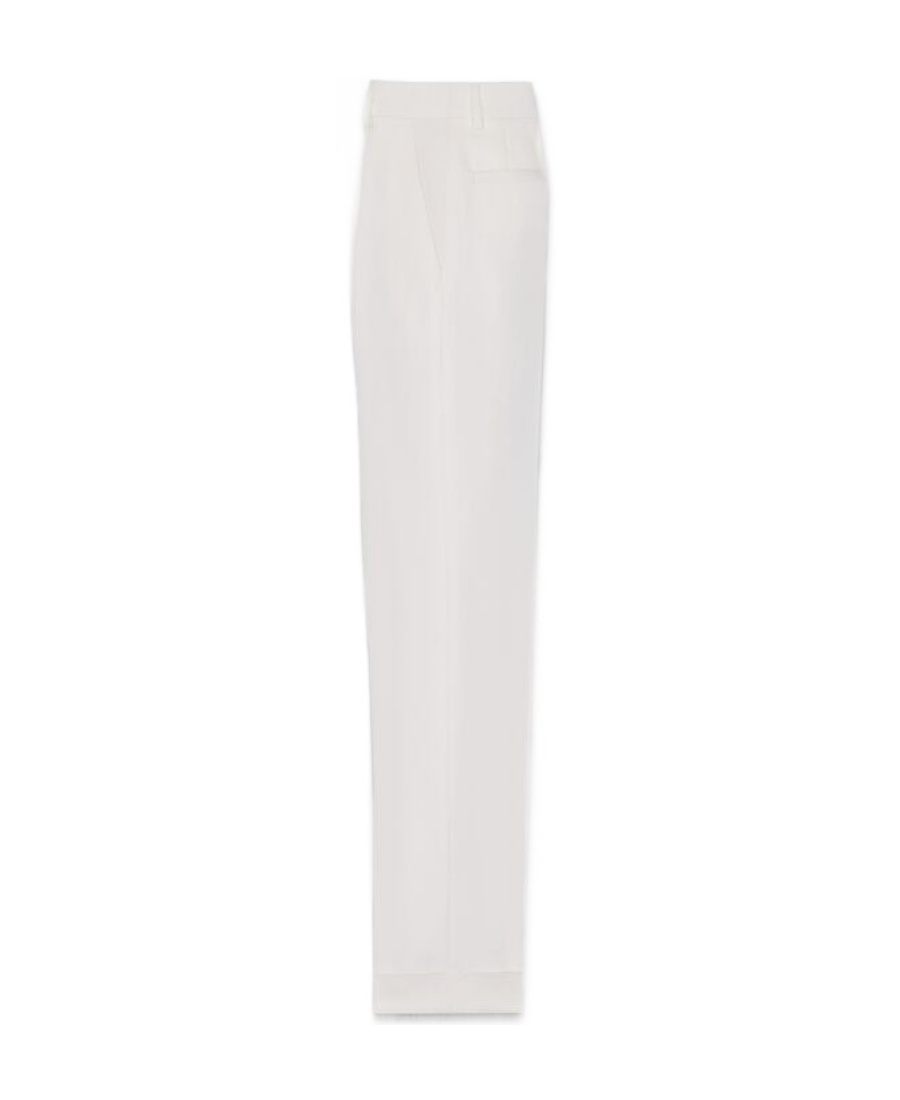 Saint Laurent Wool Tailored Trousers In White