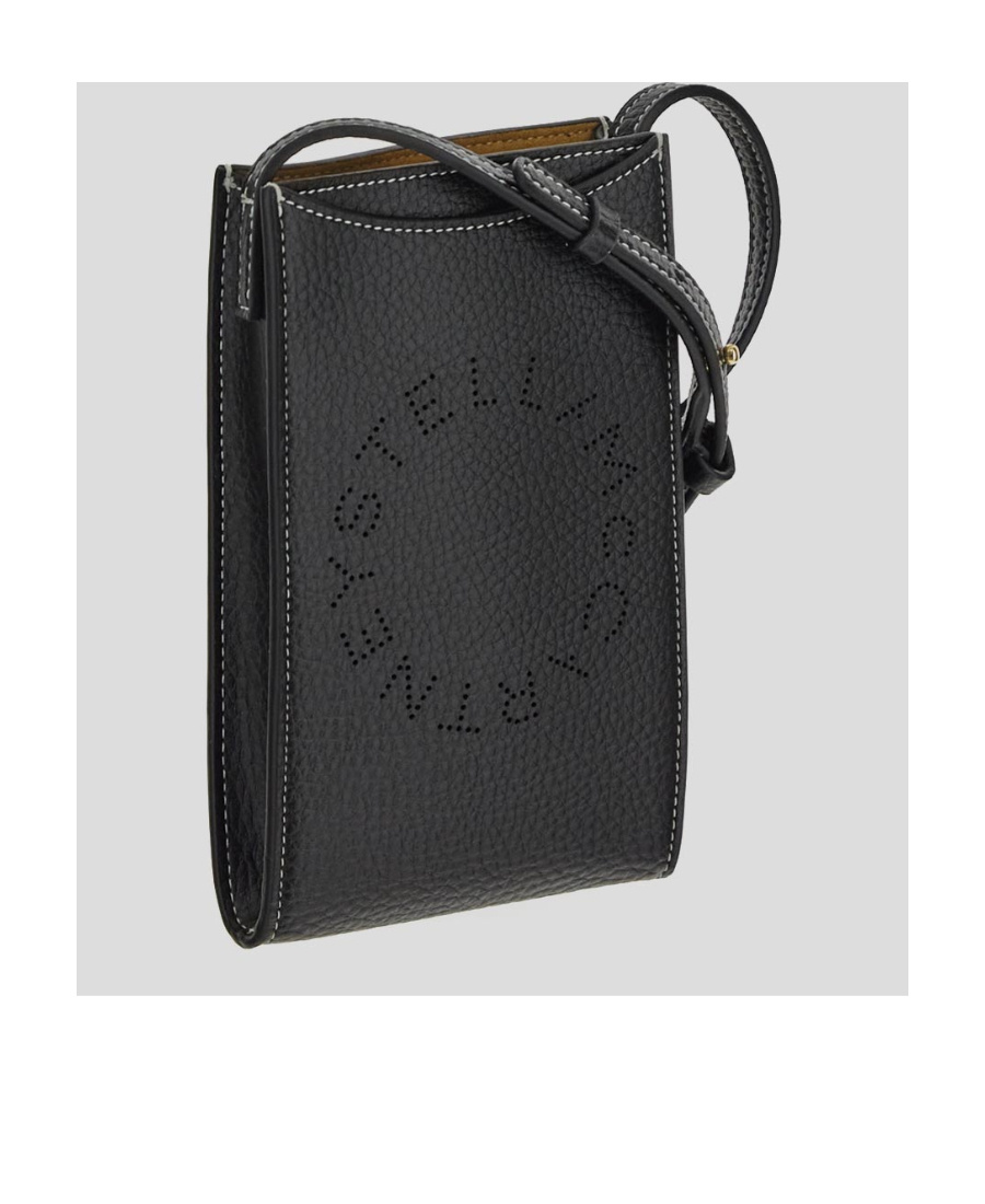 Stella Mccartney Logo Perforated Phone Pouch In Black