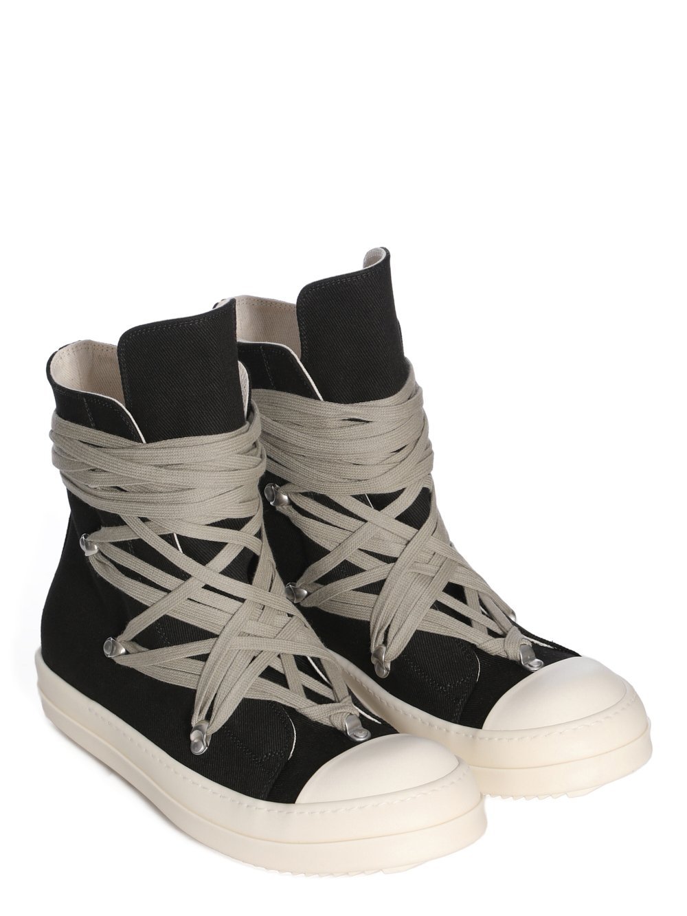 Rick Owens Drkshdw Megalace Overdyed Denim Sneakers In Black