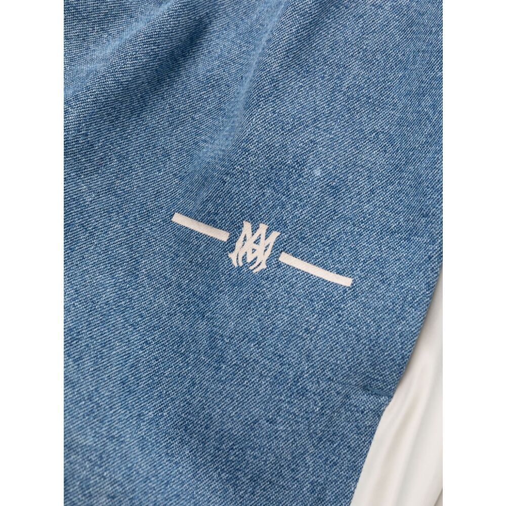Amiri Side-stripe Chambray Pull-on Track Pants In Blue