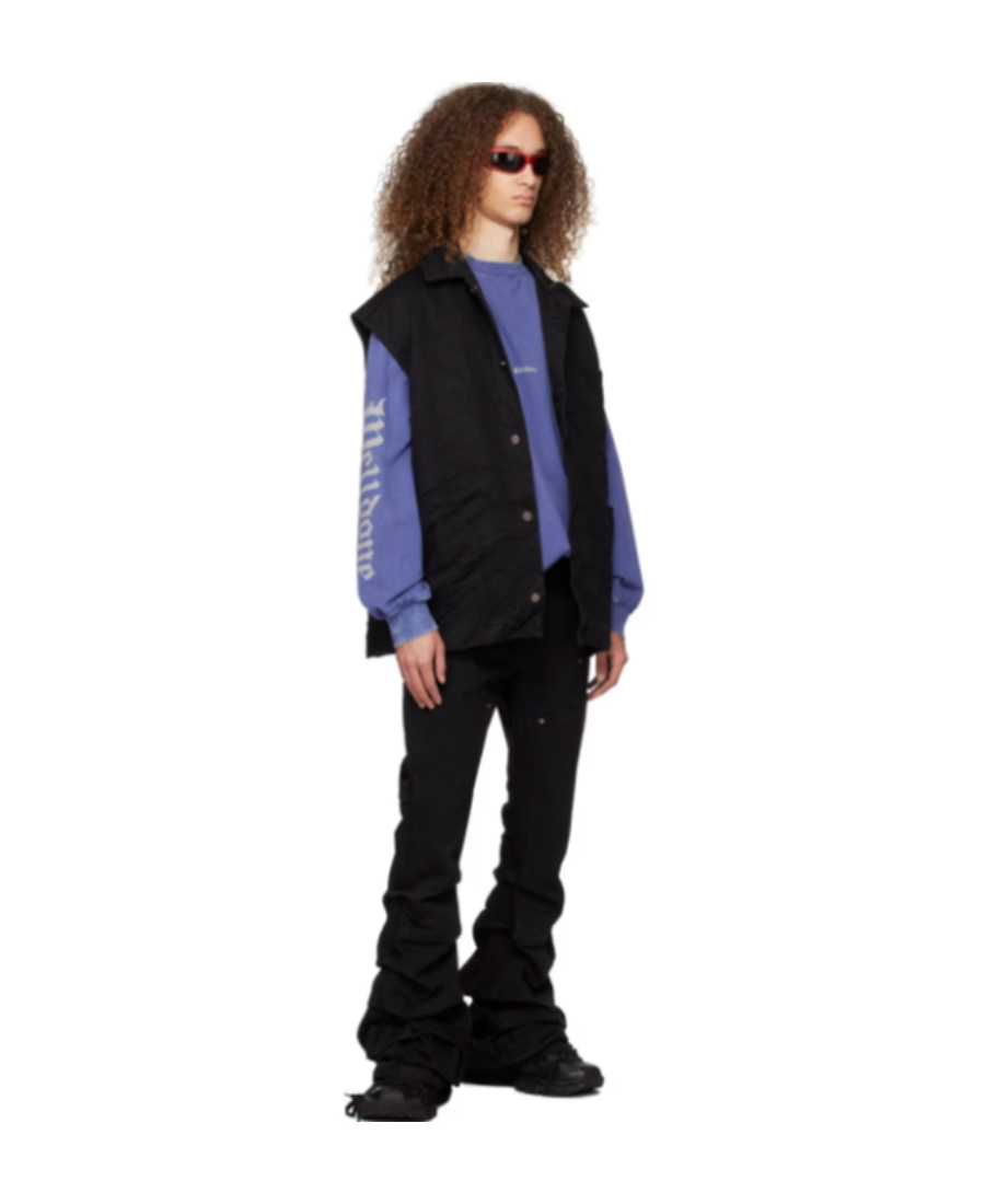 We11 Done Logo-print Long-sleeve T-shirt In Blue