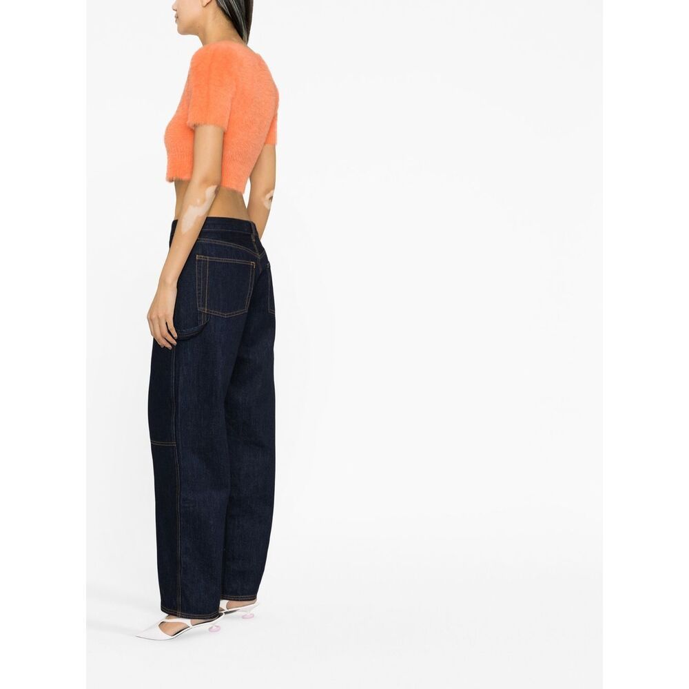 Jacquemus Logo-plaque Cropped Cardigan In Orange
