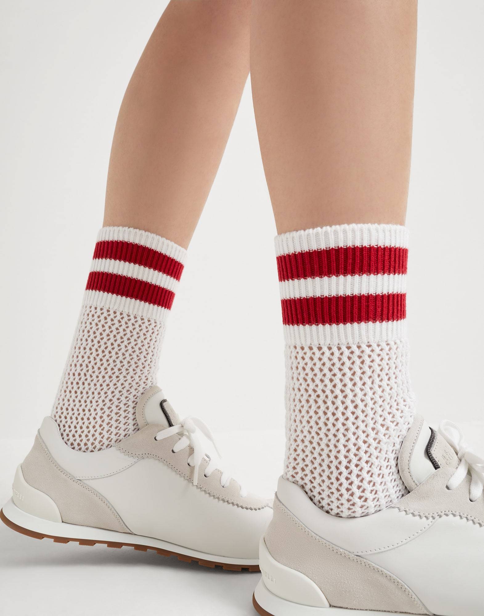 Shop Brunello Cucinelli Open-knit Socks In White