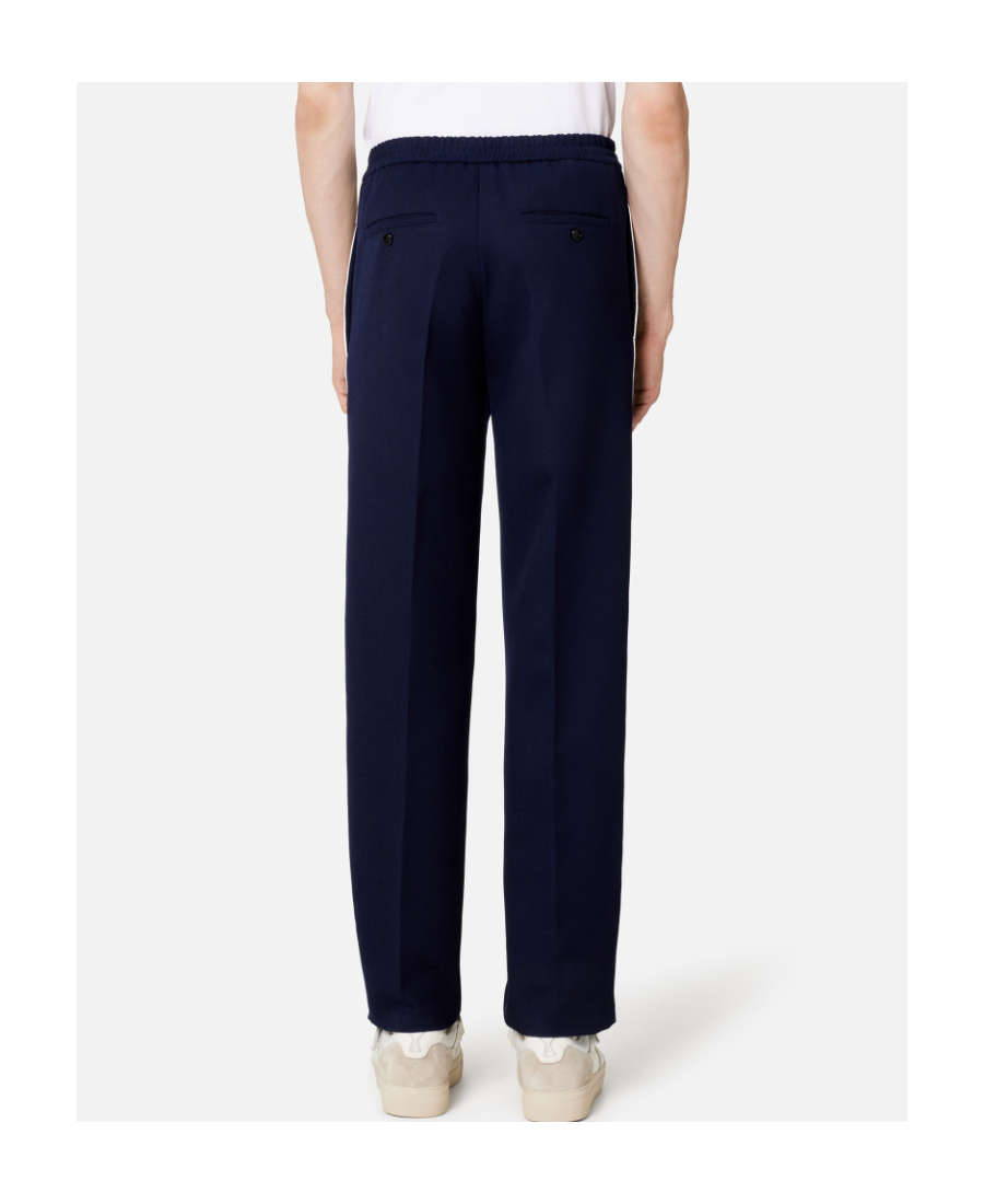 Shop Ami Alexandre Mattiussi Stripe-detail Straight-leg Trousers In Black