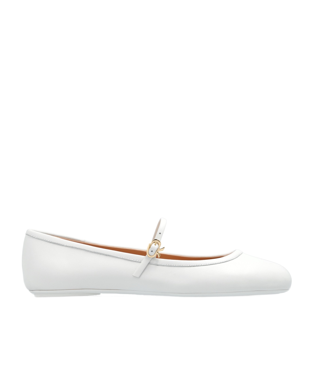 Shop Gianvito Rossi Round Head Ballet Flats In White