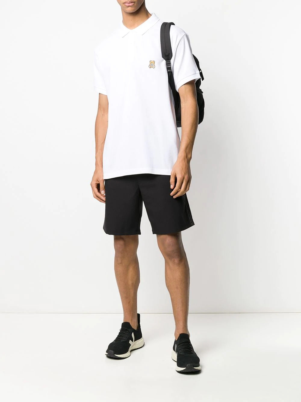 Moschino Teddy Bear Embroidered Polo Shirt In White