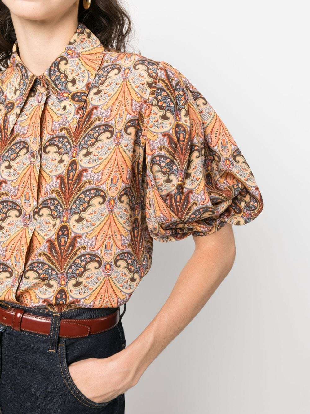 Shop Etro Paisley-print Silk Shirt In Nude