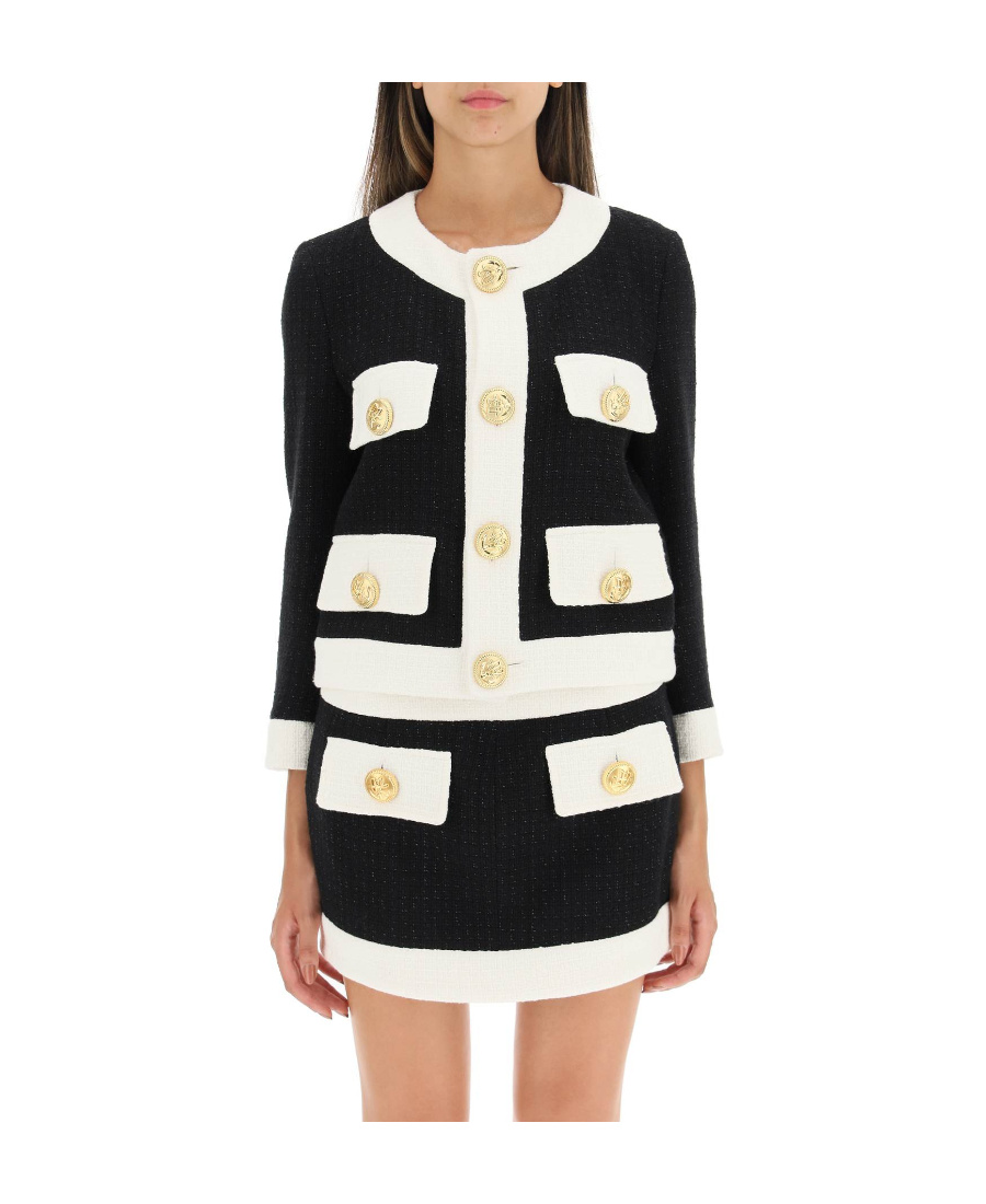 Dsquared2 Two Tone Tweed Boxy Jacket In Black