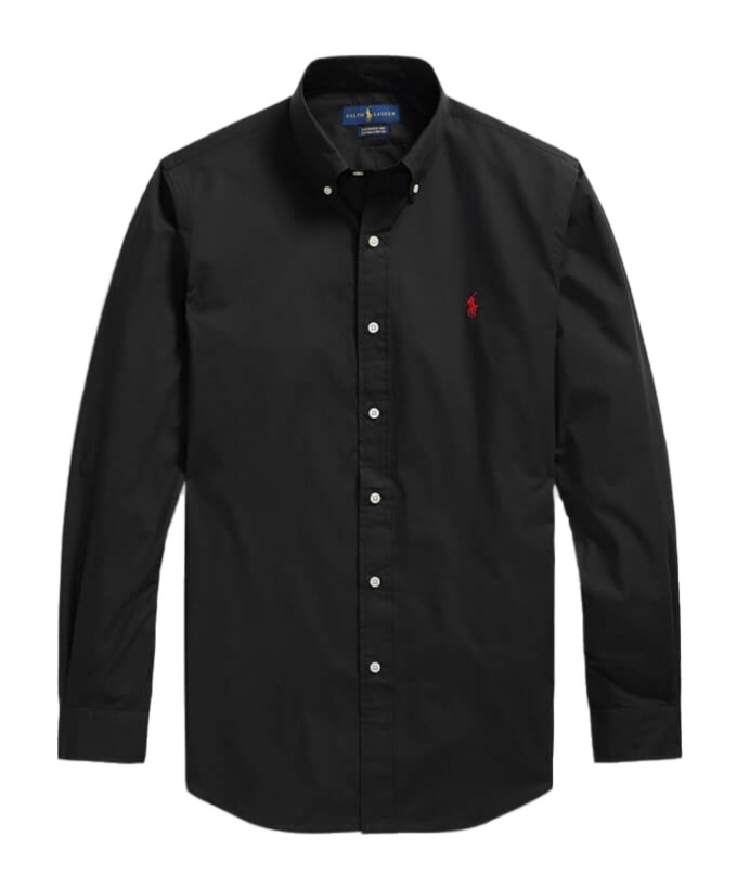 Polo Ralph Lauren Black Shirt With Pony Embroidery In Black