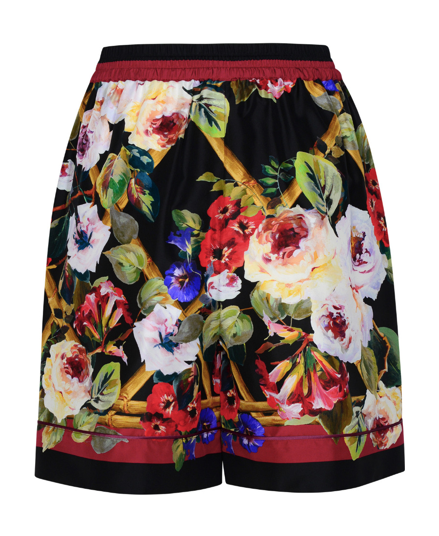 Shop Dolce & Gabbana Floral-print Silk Pajama Shorts In Multicolor