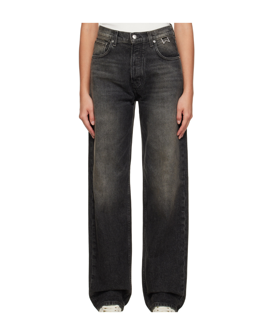 Rhude Wide-leg Denim Trousers In Black