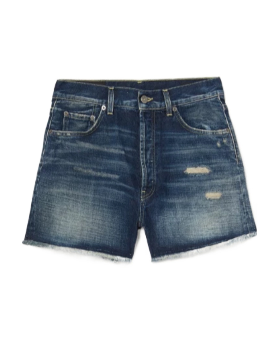 Dondup Logo Denim Shorts In Blue