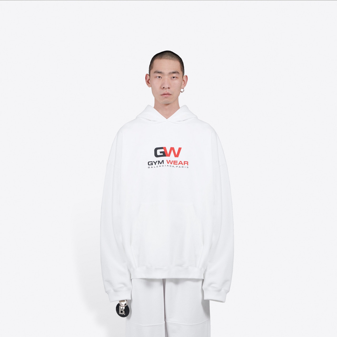 Balenciaga Printed Hooded Sweater In White
