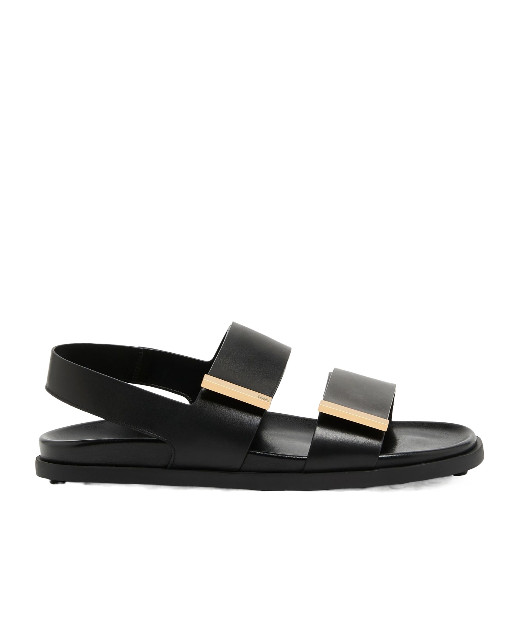 Shop Tod's Round Toe Flat Sandals In Black