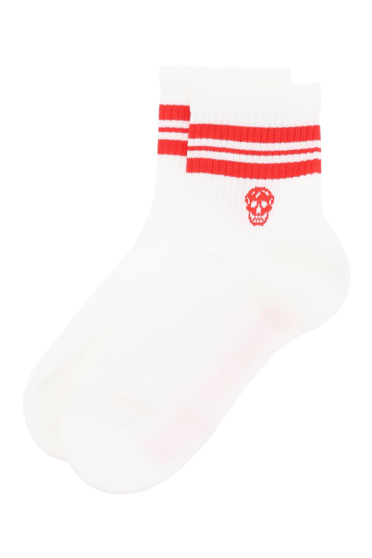 Alexander Mcqueen Skull Print Socks In White